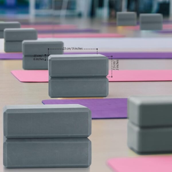 4 Pcs Yoga Blocks Soft EVA Foam Blocks Supportive Yoga Brick Non Slip Exercise Block Yoga Equipment for Pilates Exercise Workout Meditation Supplies, Grey, 9 x 6 x 3 Inches