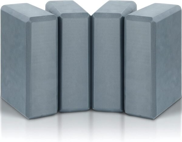 4 Pcs Yoga Blocks Soft EVA Foam Blocks Supportive Yoga Brick Non Slip Exercise Block Yoga Equipment for Pilates Exercise Workout Meditation Supplies, Grey, 9 x 6 x 3 Inches