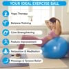 Yoga Ball Exercise Ball, Anti Slip Stability Ball Chair, Heavy Duty Large Gym Ball for Fitness, Balance, Core Workout and Physical Therapy