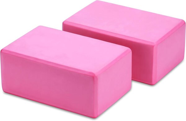 2 High Density Yoga Blocks, 9"x6"x4" Each, Pair, Multiple Colors