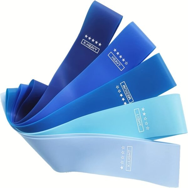 5pcs TPE Yoga Resistance Bands For Legs, Thighs And Butt Training, Elastic Rubber Pilates Stretch Bands For Women, For Home Gym Fitness Workout