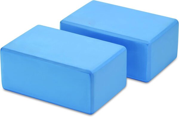 2 High Density Yoga Blocks, 9"x6"x4" Each, Pair, Multiple Colors